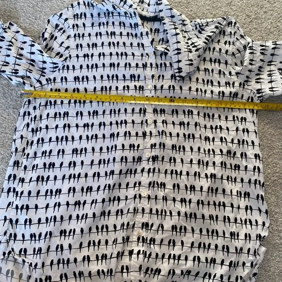 🐦‍⬛ Jane and Delancey 🐦‍⬛ Black and White Bird on a Wire print button down shirt - Picture 8 of 8